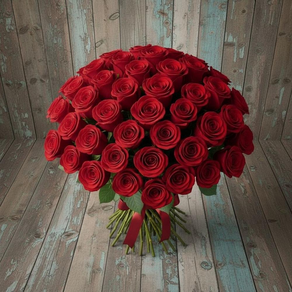 Букет 55 Красных роз Фридом в Усть-Кинельском