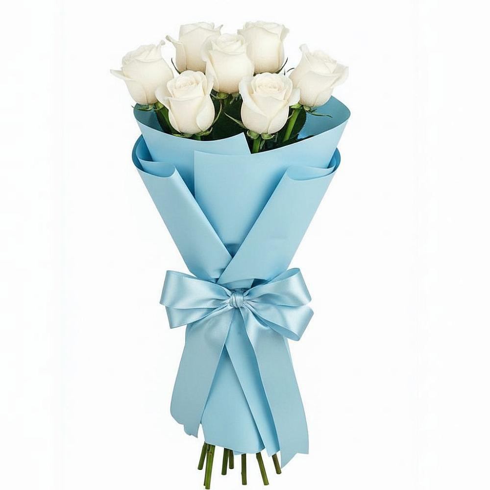 Букет 7 белых роз Проуд в Усть-Кинельском
