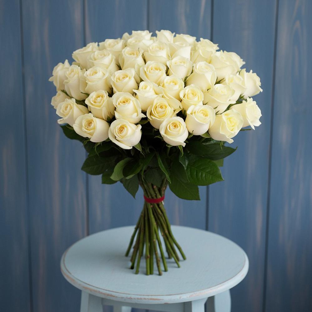 Букет 51 Белая роза Эдлесс Лав в Усть-Кинельском
