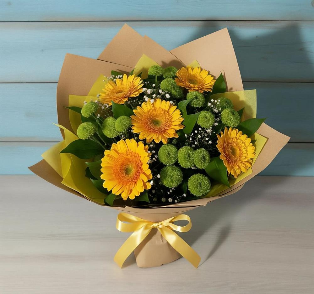 Букет цветов из: Герберы и Хризантемы в Усть-Кинельском