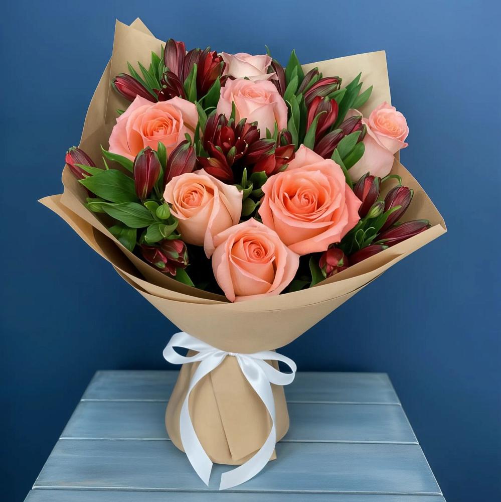 Букет цветов из: Розы и Альстромерии в Усть-Кинельском