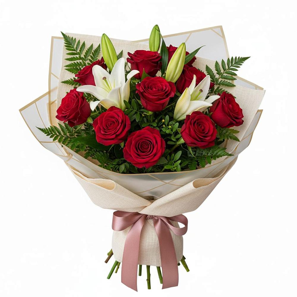 Букет цветов из: Лилии и Розы в Усть-Кинельском