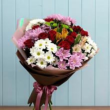 Букет цветов из:  Розы, Хризантемы и Альстромерии в Усть-Кинельском