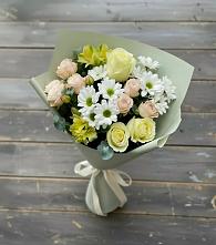 Букет цветов из:  Альстромерии, Розы и Хризантемы в Усть-Кинельском